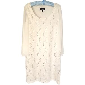 Ronni Nicole Womens Dress Formal Sequined Sheer A-line Off White Bridal Holiday